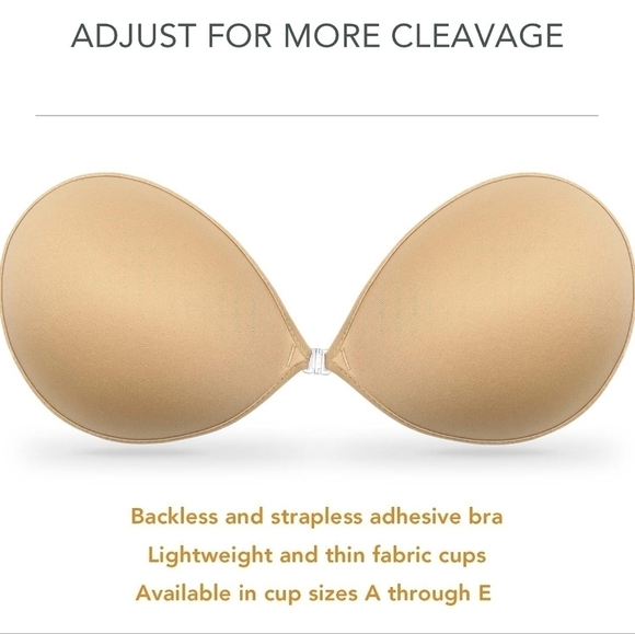 Nude Adhesive Bra Reusable Push-up Invisible Sticky Bra Size C - Picture 3 of 8